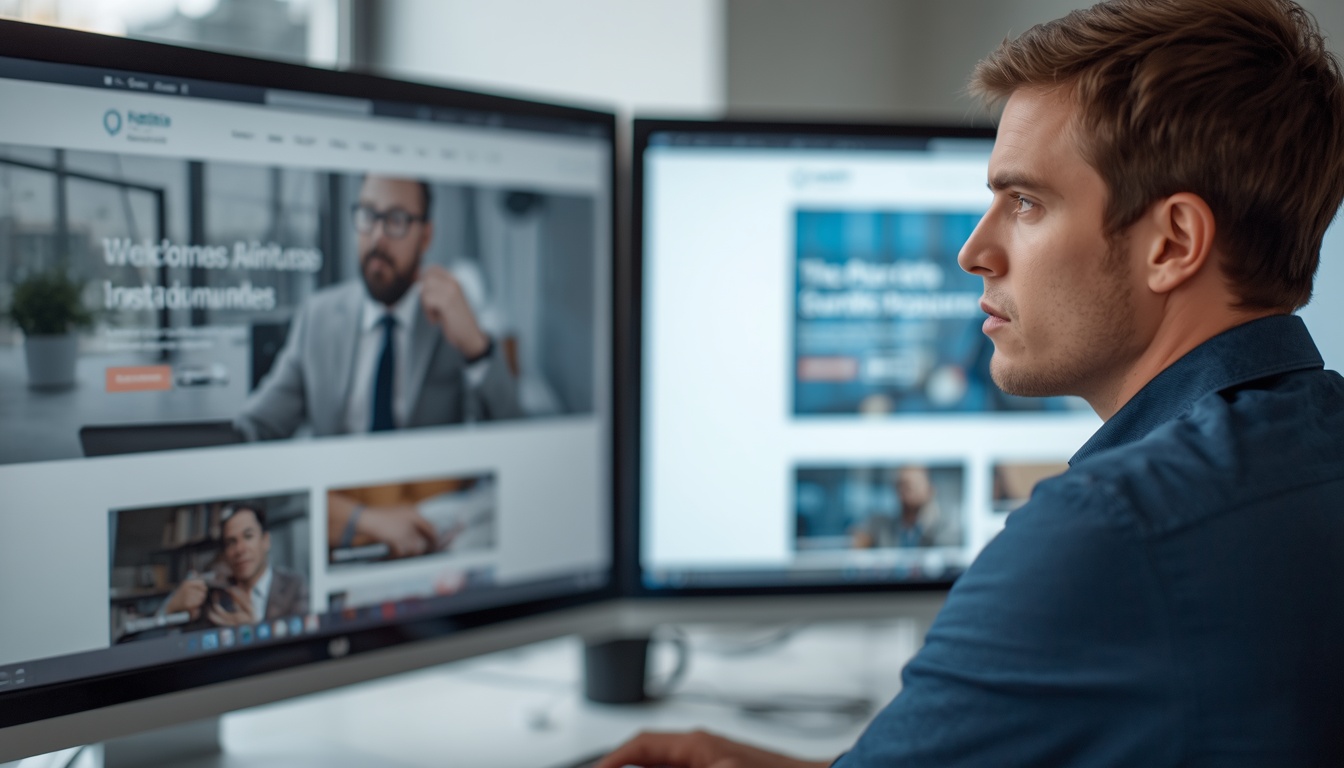 Side by side comparison of a template website and a custom website layout