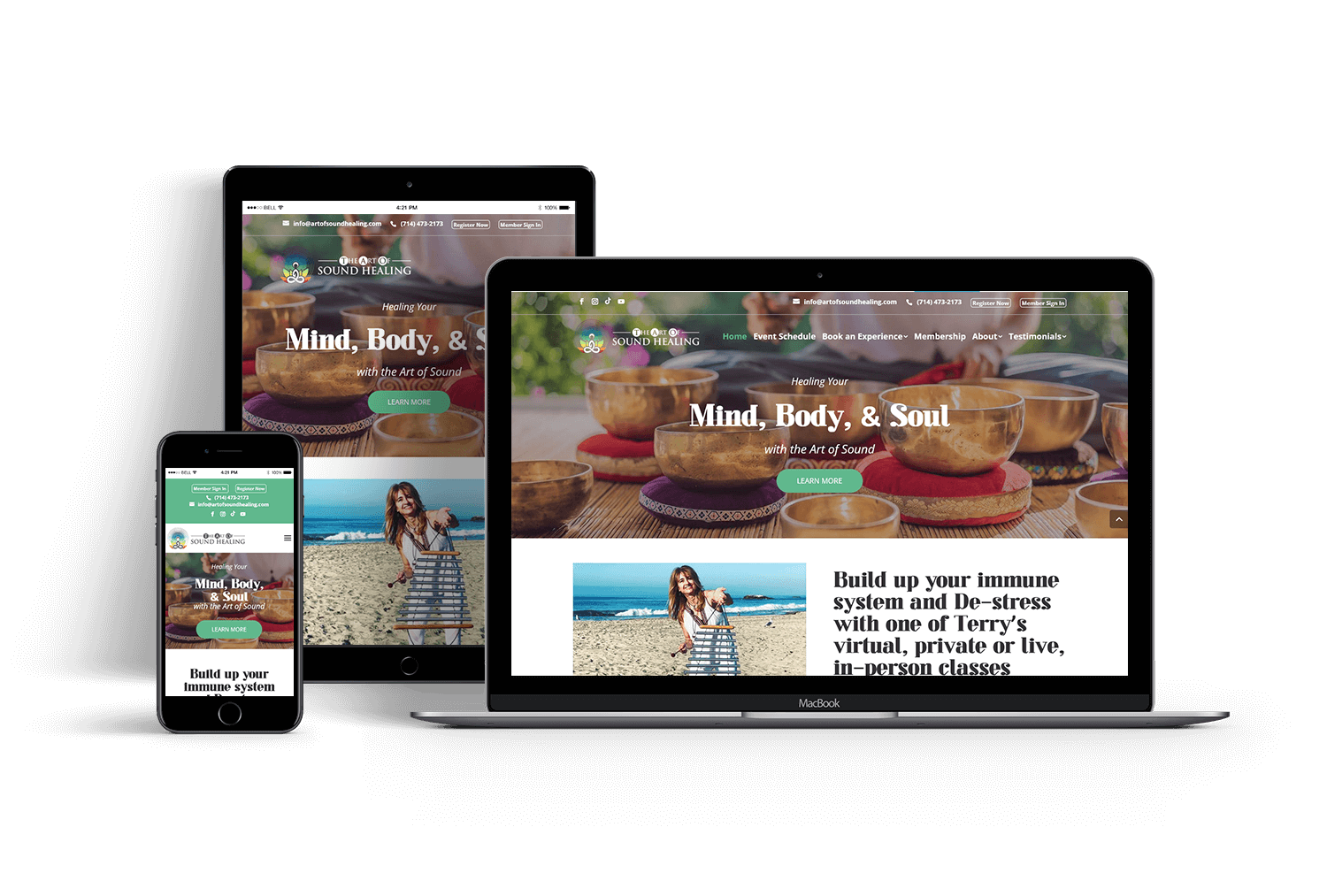 The Art of Sound Healing website design