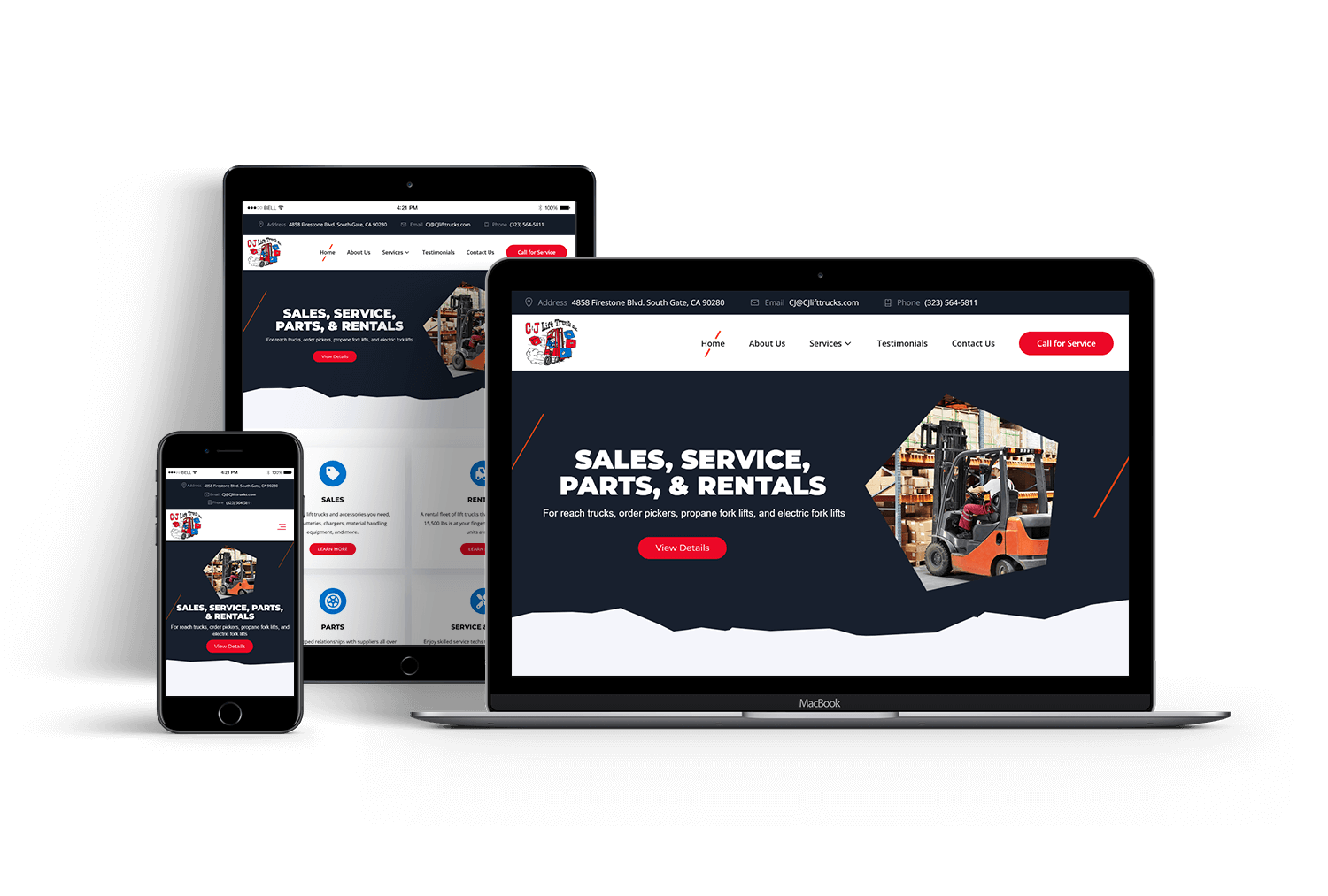 CJ Lift Trucks website design