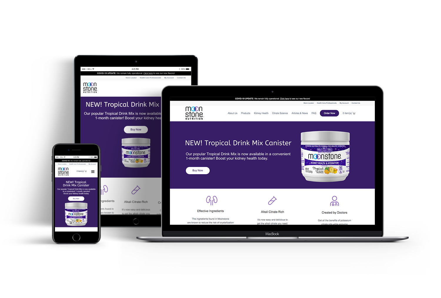 Moonstone Nutrition website design